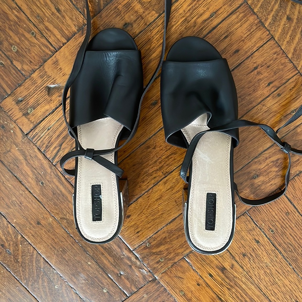 Top shop lace up black heels size 8.5